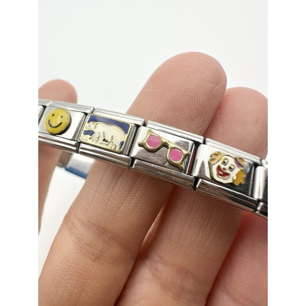 Vintage Y2K Stainless Steel Italian Charm Bracelet 7.5”